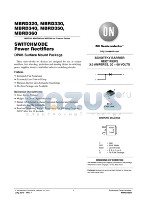 MBRD320 datasheet - SWITCHMODE Power Rectifiers