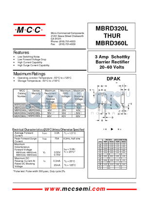 MBRD320L datasheet - 3 Amp Schottky Barrier Rectifier 20