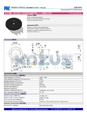 R08A11V01 datasheet - ROTARY POTENTIOMETER