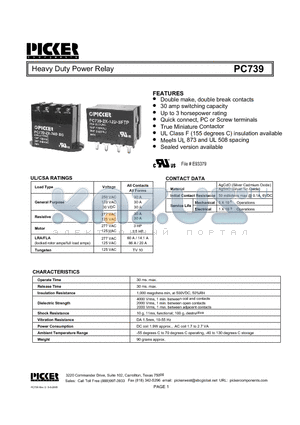 PC7391XDMFT datasheet - Heavy Duty Power Relay