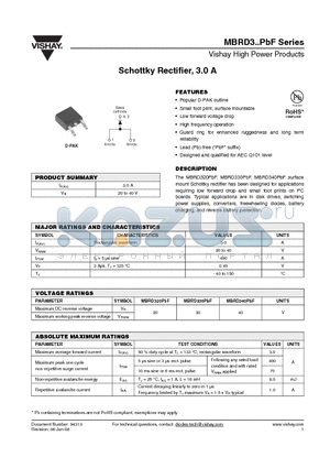 MBRD330TRR datasheet - Schottky Rectifier, 3.0 A