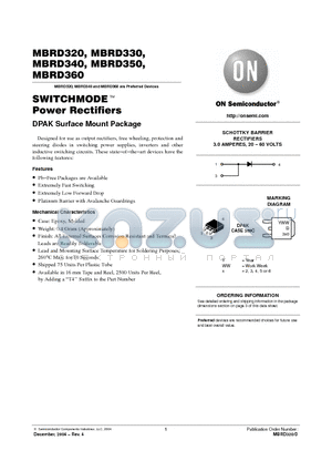 MBRD340T4 datasheet - SWITCHMODE Power Rectifiers