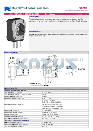 R09A11VA1 datasheet - ROTARY POTENTIOMETER