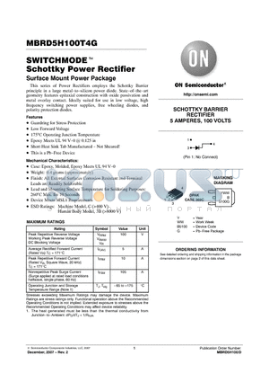 MBRD5H100T4G datasheet - SWITCHMODE Schottky Power Rectifier