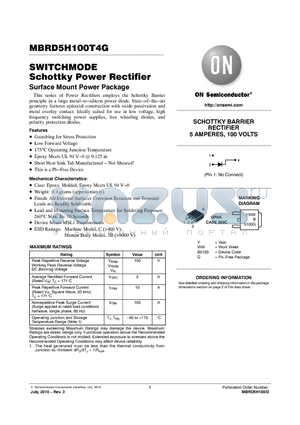MBRD5H100T4G_10 datasheet - SWITCHMODE Schottky Power Rectifier