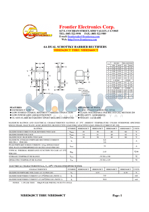 MBRD620CT datasheet - 6A DUAL SCHOTTKY BARRIER RECTIFIERS