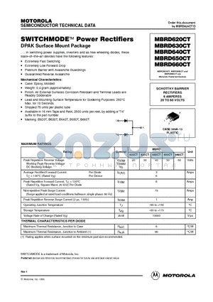 MBRD630CT datasheet - SWITCHMODE Power Rectifirers DPAK Surface Mount Package