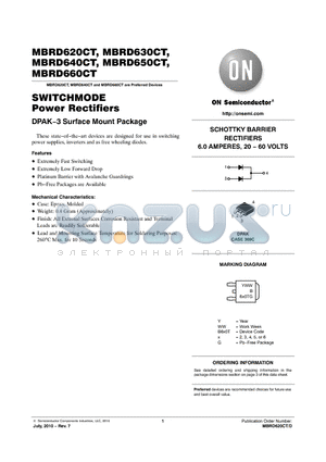 MBRD640CTT4 datasheet - SWITCHMODE Power Rectifiers