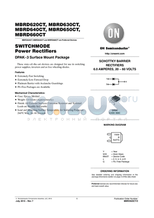 MBRD650CTG datasheet - SWITCHMODE Power Rectifiers