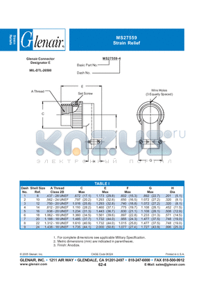 MS27559-2 datasheet - Strain Relief