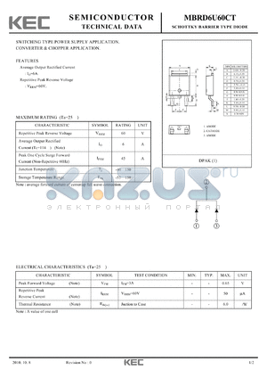 MBRD6U60CT datasheet - SCHOTTKY BARRIER TYPE DIODE