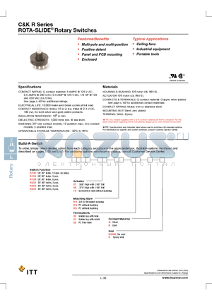 R100-05-RR-01-B-E datasheet - ROTA-SLIDE Rotary Switches