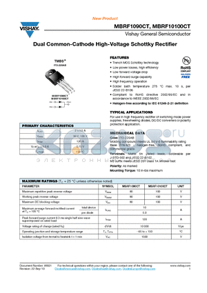 MBRF10100CT datasheet - Dual Common-Cathode High-Voltage Schottky Rectifier