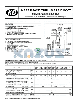 MBRF1020CT datasheet - SCHOTTKY BARRIER RECTIFIER