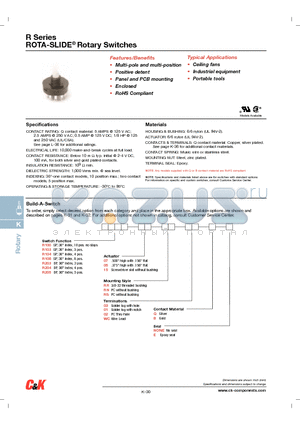 R10005RRQE datasheet - ROTA-SLIDE^ Rotary Switches