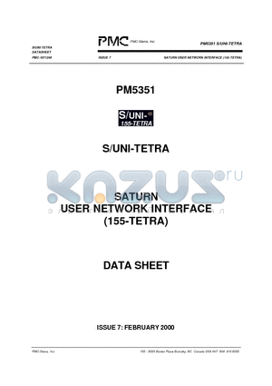 PM5351 datasheet - SATURN USER NETWORK INTERFACE (155-TETRA)