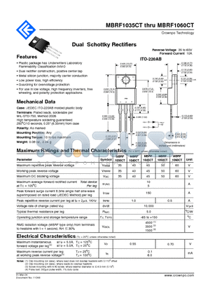 MBRF1040CT datasheet - Dual Schottky Rectifiers