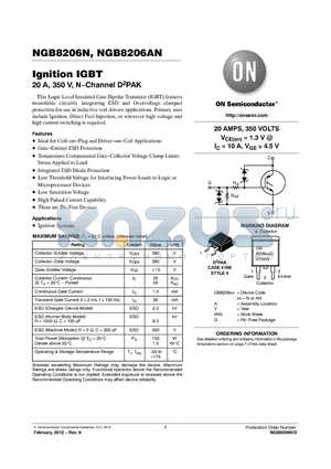 NGB8206ANTF4G datasheet - Ignition IGBT