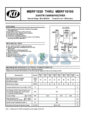 MBRF1060 datasheet - SCHOTTKY BARRIER RECTIFIER