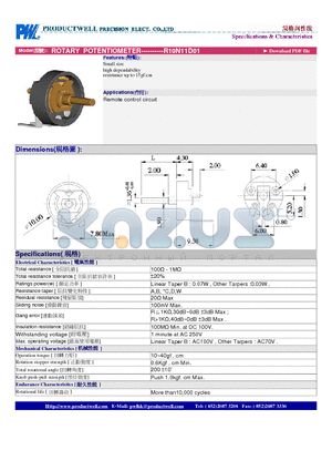 R10N11D01 datasheet - ROTARY POTENTIOMETER