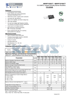 MBRF1535CT datasheet - 15.0 AMPS. Isolated Schottky Barrier Rectifiers