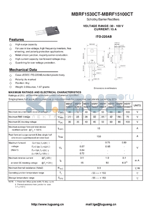 MBRF1540CT datasheet - Schottky Barrier Rectifiers