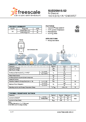 SUD25N15 datasheet - N-Channel 150 V (D-S) 175 `C MOSFET