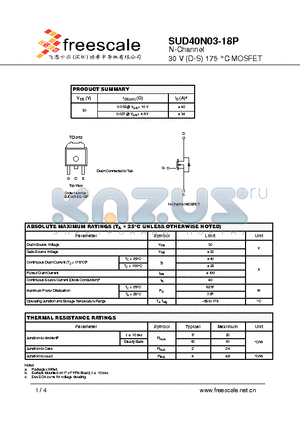 SUD40N03-18P datasheet - N-Channel 30 V (D-S) 175 `C MOSFET