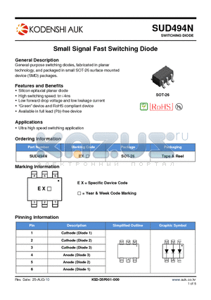 SUD494N datasheet - Small Signal Fast Switching Diode
