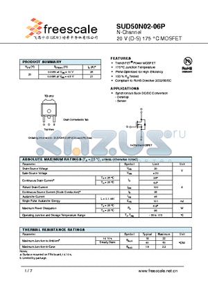 SUD50N02 datasheet - N-Channel 20 V (D-S) 175 `C MOSFET