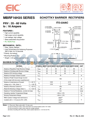 MBRF16H50 datasheet - SCHOTTKY BARRIER RECTIFIERS