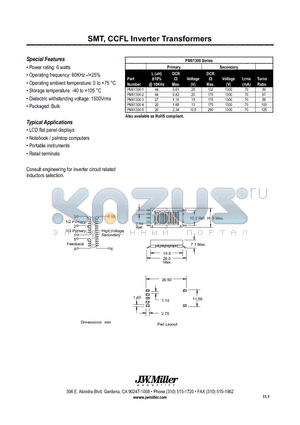 PM61300 datasheet - SMT, CCFL Inverter Transformers