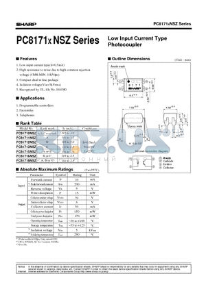 PC8171NSZ datasheet - Low Input Current Type Photocoupler