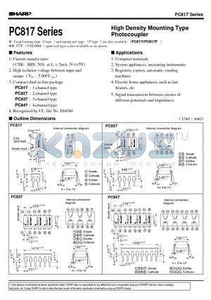 PC817B datasheet - High Density Mounting Type Photocoupler