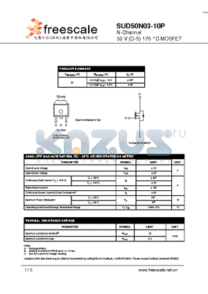 SUD50N03-10P datasheet - N-Channel 30 V (D-S) 175 `C MOSFET