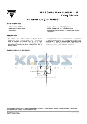 SUD50N03-12P datasheet - N-Channel 30-V (D-S) MOSFET