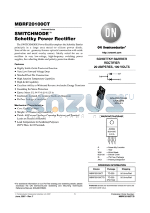 MBRF20100CTG datasheet - SWITCHMODE Schottky Power Rectifier
