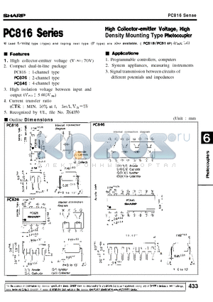 PC826 datasheet - Hgh -w=der Vtige, Hgh Density Mounting Type Photocoupler