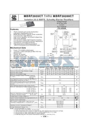 MBRF2035CT datasheet - Isolation 20.0 AMPS. Schottky Barrier Rectifiers