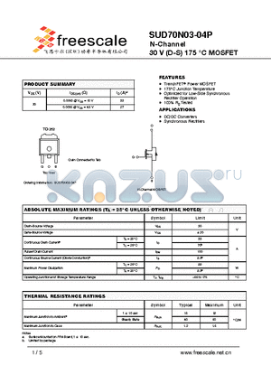 SUD70N03-04P datasheet - N-Channel 30 V (D-S) 175 `C MOSFET