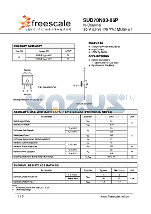 SUD70N03-06P datasheet - N-Channel 30 V (D-S) 175 `C MOSFET