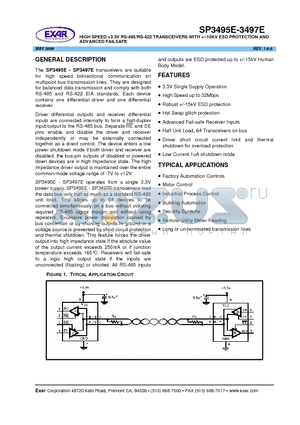 SP3496EEN-L datasheet - HIGH SPEED 3.3V RS-485/RS-422 TRANSCEIVERS WITH /-15KV ESD PROTECTION AND ADVANCED FAILSAFE
