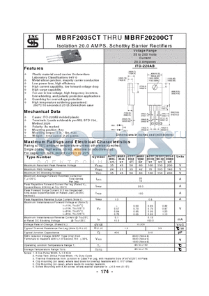 MBRF2045CT datasheet - Isolation 20.0 AMPS. Schottky Barrier Rectifiers