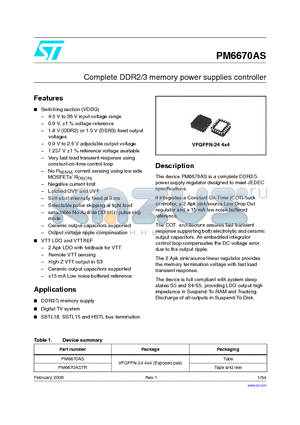 PM6670ASTR datasheet - Complete DDR2/3 memory power supplies controller