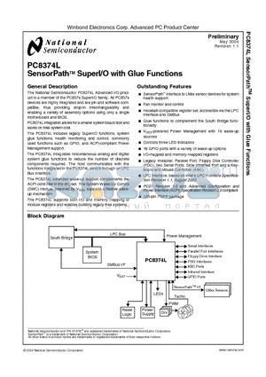 PC8374L0VLA datasheet - SensorPathTM SuperI/O with Glue Functions