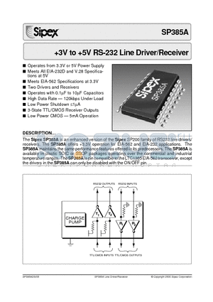 SP385AEA datasheet - 3V to 5V RS-232 Line Driver/Receiver