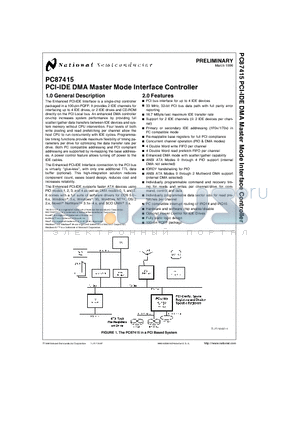 PC87415 datasheet - PCI-IDE DMA Master Mode Interface Controller