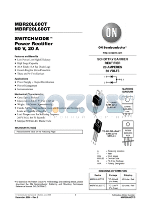 MBRF20L60CT datasheet - SWITCHMODE Power Rectifier 60 V, 20 A