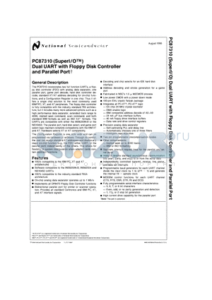 PC87310 datasheet - PC87310 (SuperI/OTM) Dual UART with Floppy Disk Controller and Parallel Port