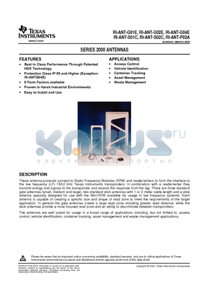 RI-ANT-S01C-00 datasheet - SERIES 2000 ANTENNAS